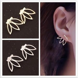 New Lotus flower bar earrings gold 3 for $20